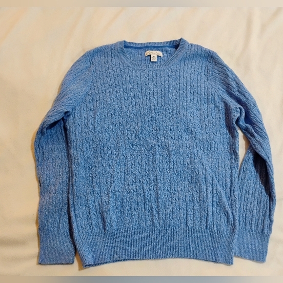Kim Rogers Sweaters - Kim Rogers Light Blue Textured Crew Neck Sweater